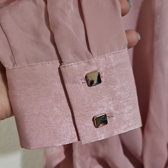 Express Women's Blush Button-Up Blouse - Picture 5 of 9